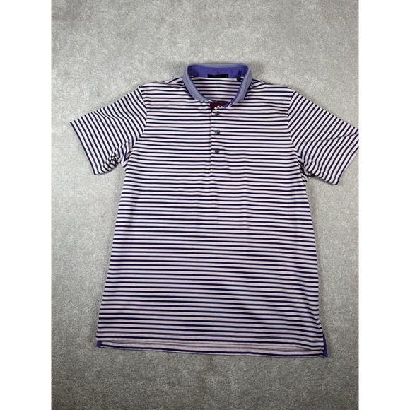 Greyson Performance Golf Polo Mens L Jacquard Collar Multicolor Striped Flawless - Picture 6 of 9